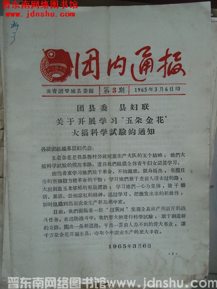 （晋城县）团内通报 1965-3