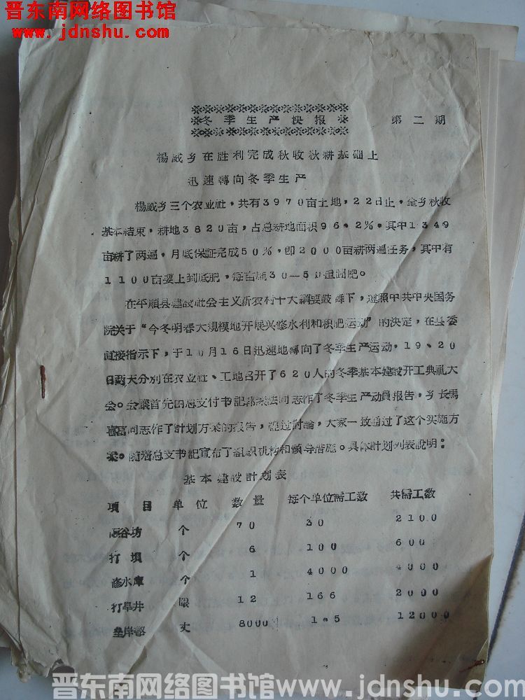 冬季生产快报 1957-2：杨威乡在胜利完成秋收秋耕基础上迅速转向冬季生产