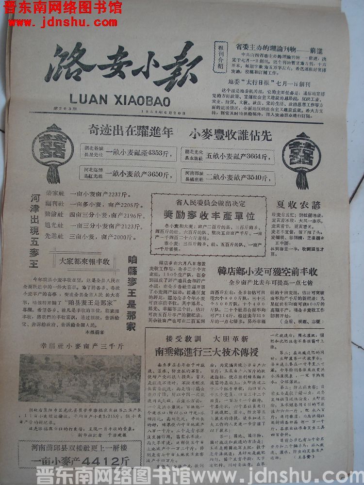 潞安小报 1958-6-20（第203期）