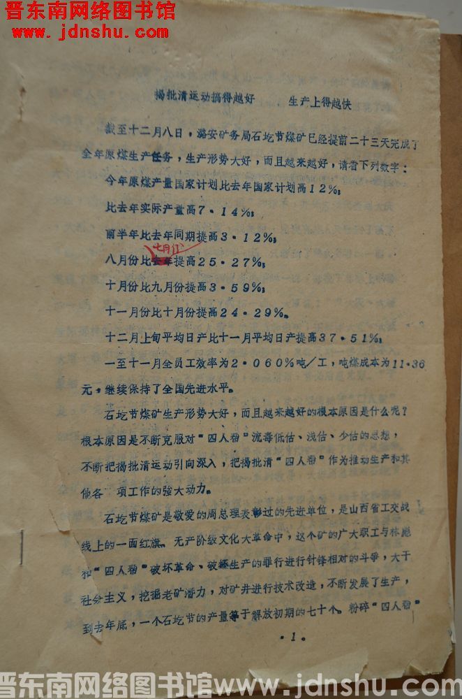 揭批清运动搞得好，生产上得越快