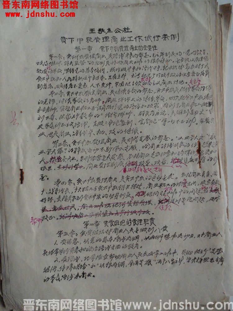 王家庄公社贫下中农管理商业工作试行条例（19740501）
