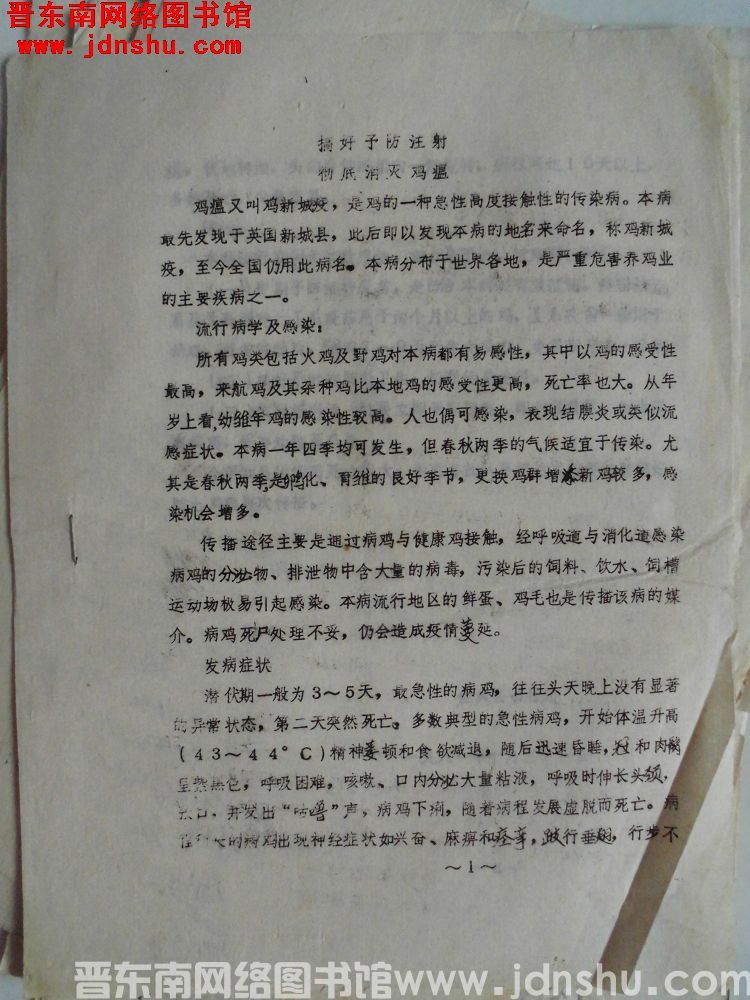 搞好预防注射，彻底消灭鸡瘟（19811031）